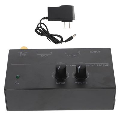POPETPOP Turntable Preamp Electronic Phono Preamplifier Stereo Audio Amplifier with Low Noise Compact Design and Power Adapter Us Plug 4.05X2.24X1.18In