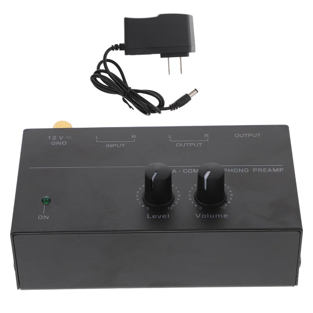 POPETPOP Turntable Preamp Electronic Phono Preamplifier Stereo Audio Amplifier with Low Noise Compact Design and Power Adapter Us Plug 4.05X2.24X1.18In