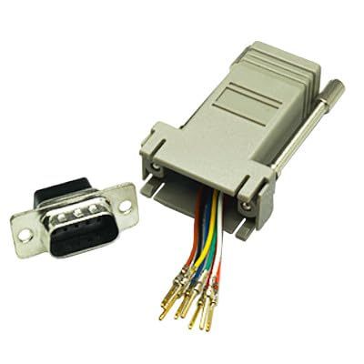 2 x Modular Jack to D-Sub Adapter, 9-Pin Male to 8P8C, Gold Plated Contacts, Gray
