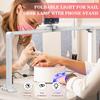 YXKJZHF Foldable Half Moon Nail Desk Light, 3 Color Dimmable Nail Desk Lamp, LED 40W Nails Tech Light with Phone Stand (Black) view 2