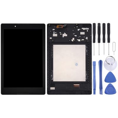 MPXPOTTHW Cell Phone Replacement OEM LCD Screen for Lenovo A8-50 Tablet with Digitizer Full Assembly with Frame (Black) Spare Parts