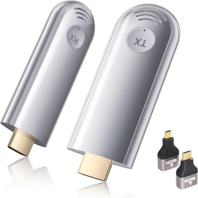 Wireless HDMI Transmitter and Receiver, Plug and Play 2025 Upgraded LED Display, 4K Decode & 1080P Output,Portable 2.4G/5G Wireless HDMI Extender