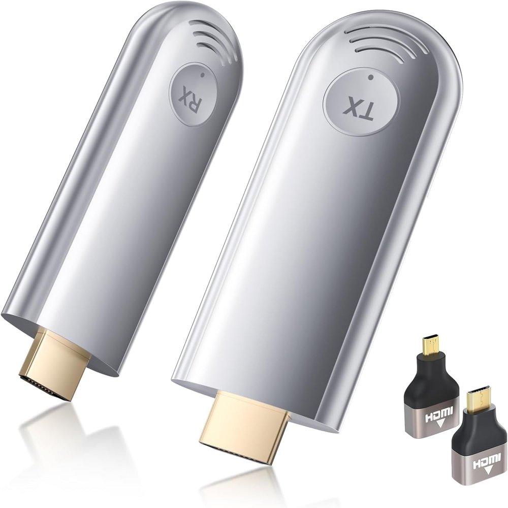 Wireless HDMI Transmitter and Receiver, Plug and Play 2025 Upgraded LED Display, 4K Decode & 1080P Output,Portable 2.4G/5G Wireless HDMI Extender