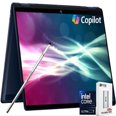 HP OmniBook X Flip 2-in-1 Touchscreen Laptop, 14" 2K AI Copilot+ PC, Intel Evo Platform 8-Core Ultra 7 258V(>Ultra 9 185H), 5MP IR Webcam, Backlit KB, W/Style & 128GB PSD, Win11 Home(16GB|2TB SSD)