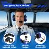 WODASEN General Aviation Headset GA Dual Plug Pilot Headsets with Boom Mic Aircraft Airplane Noise Cancelling Headphones (Blue) view 3