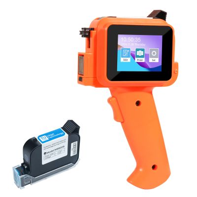 ZHONGMIN Handheld Inkjet Printer with 42ml Quick-Drying Ink Cartridge, 0.5 Inch Nozzle Ink Jet Coding Machine for EXP Date/Batch Number/QR Code/Barcode/Logo/Text (ZM-C12mini) (Orange)