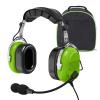 WODASEN General Aviation Headset GA Dual Plug Pilot Headsets with Boom Mic Aircraft Airplane Noise Cancelling (Bright-Green) view 1