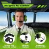 WODASEN General Aviation Headset GA Dual Plug Pilot Headsets with Boom Mic Aircraft Airplane Noise Cancelling (Bright-Green) view 3