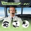 WODASEN General Aviation Headset GA Dual Plug Pilot Headsets with Boom Mic Aircraft Airplane Noise Cancelling Ear Protection Headphones Flight Student Earmuff (Light-Green) view 3