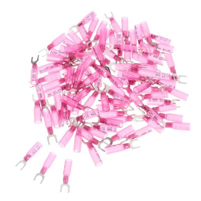 100pcs Waterproof Heat Shrink Fork Terminals U Shape Crimp Wire Connectors Kit Insulated Electrical Connectors for Automotive and Marine Use