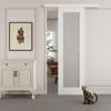 80" Hidden Style Track White Primed 1-Lite Frosted Glass Sliding Barn Door with Hardware KitNo Assembly Required24'' x 80'' view 1