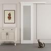 80" Hidden Style Track White Primed 1-Lite Frosted Glass Sliding Barn Door with Hardware KitNo Assembly Required24'' x 80'' view 3