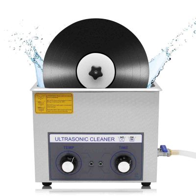 SICWEDIM 200W Heated Vinyl Record Cleaning System 6L Ultrasonic Vinyl Record Cleaner 4Pcs One Time, Auto-Rotating Double-Sided LP Cleaning
