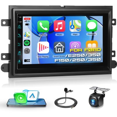 2G+64G Car Radio for Ford F150/F250/F350/E250/E350 Edge Fusion Explorer with Wireless Carplay Android Auto, 7 inch HD Touch Screen Car Stereo with Bluetooth/GPS/WiFi/FM/SWC/USB/HD Backup Camera