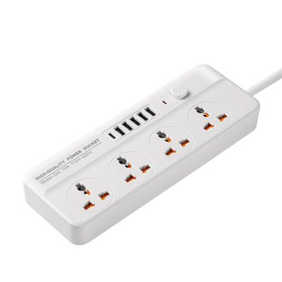 2M Power Cordboard with 4 Universal Sockets, 5 USB Ports, 1 Tpey-C Port LED Indicator, Power Overload Protection, 110v-250v