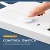 2M Power Cordboard with 4 Universal Sockets, 5 USB Ports, 1 Tpey-C Port LED Indicator, Power Overload Protection, 110v-250v view 3