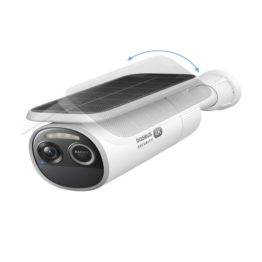 Baseus S2 4K Solar Security Cameras Wireless Outdoor - Radar+PIR Detection, AI Face Recognition, Auto Sunlight-Tracking, Color Night Vision, IP67, No Monthly Fee, Local Storage, Featured at CES 2025