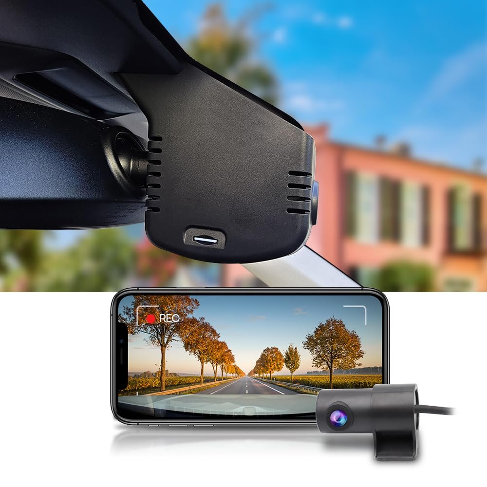 Fitcamx Front 4K+Rear 1080P Dash Cam Adapts for Volkswagen Tiguan 2024-2026 MK3 (Black Cover), Integrated OEM Look, 2 Way HD Video, WiFi & APP, Loop Recording, Parking Sensor, Easy to Use, 128GB Card