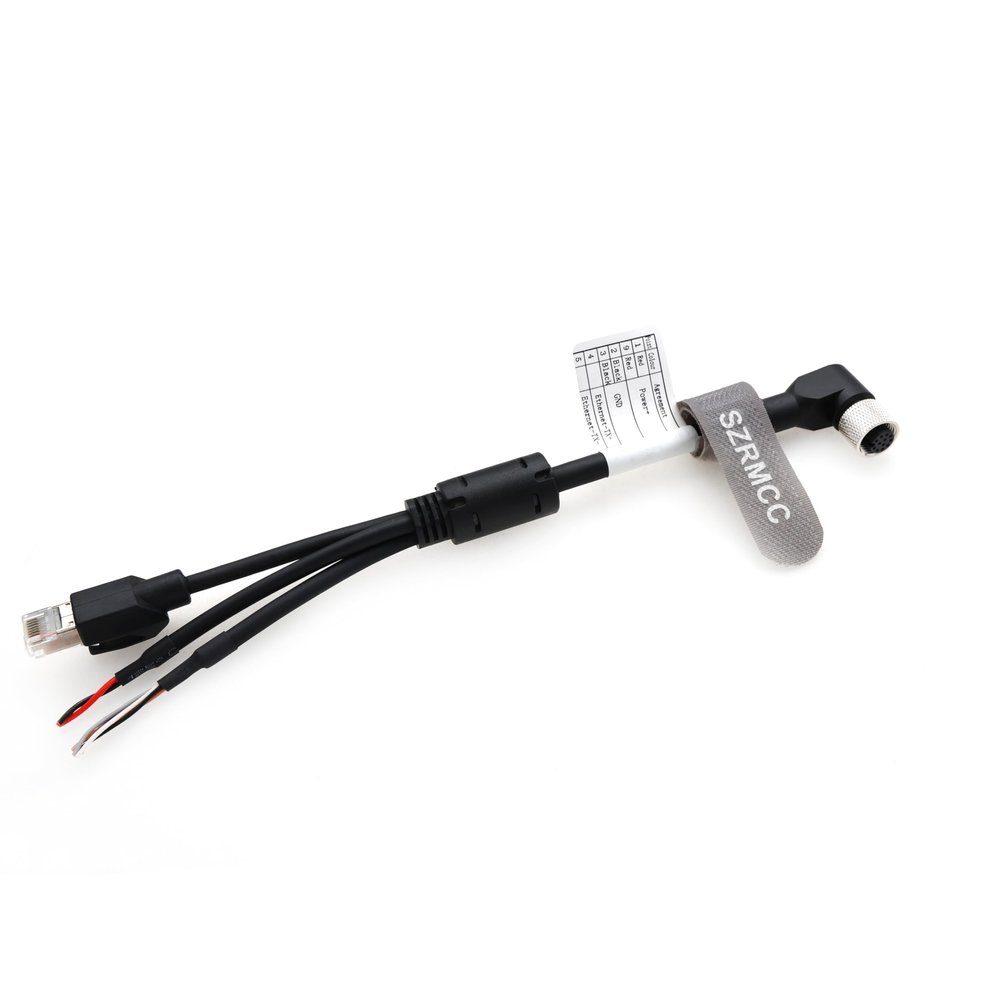 SZRMCC Livox Mid-360 Cable M12 Pin Female Aviation Plug 3 in 1 Splitter Data Sensor Cable for DJI Lidar Livox Mid-360 Mid-70 Avia Lidar (Right Angle 12 pin, 25cm)