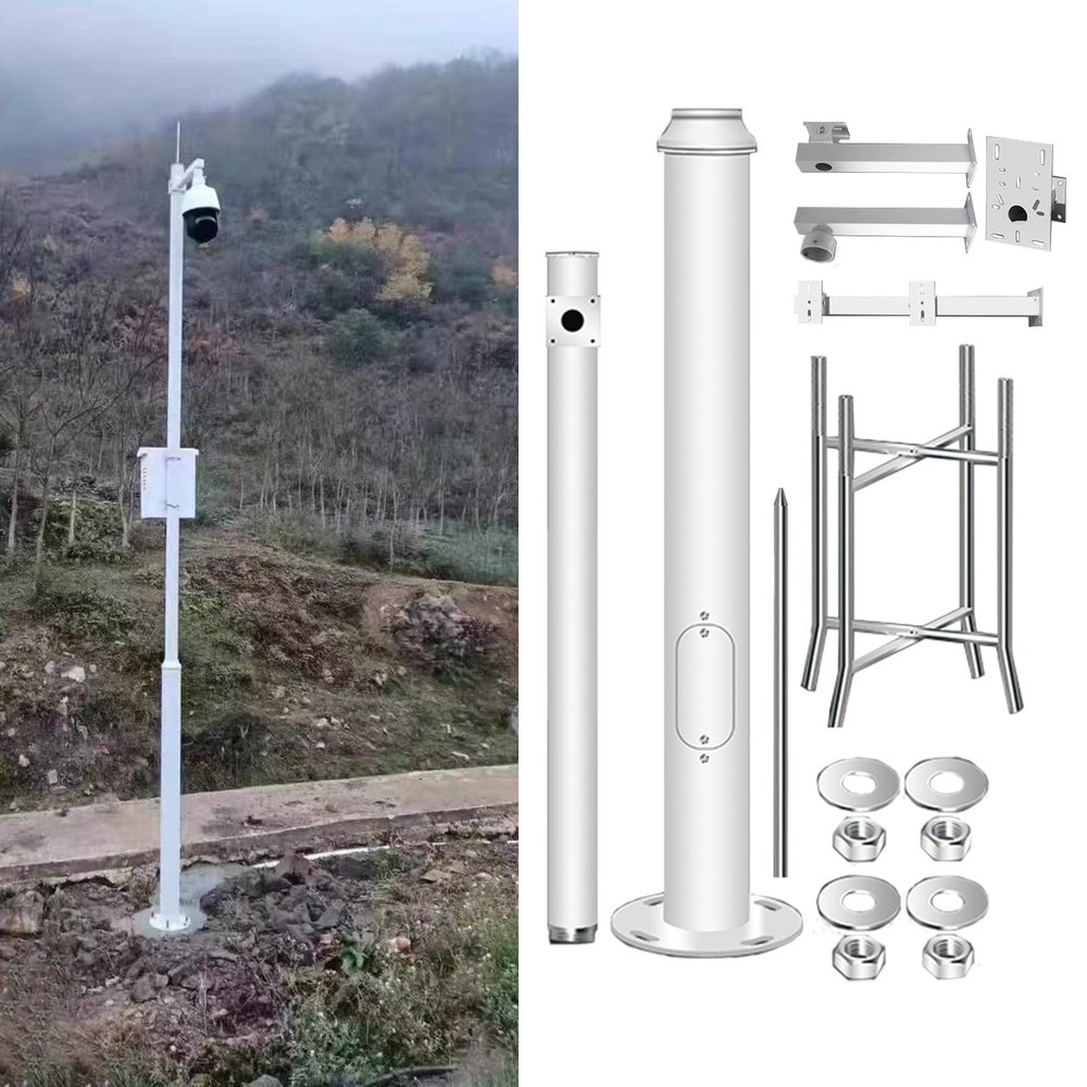 LXLZYXSF Farm Villages Security Cameras Post Stand, Remote Cameras Pole 20feet 18feet 16feet 15feet 13feet 11feet 10feet, Metal Street Light Column for House Exteriors(6.5ft (2 Sections) H)