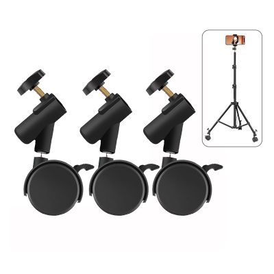 3Pcs Set Flexible Swivel Casters Wheels with 16mm Diameter Mounting Holes for Photography Light Stand Tripod Wheels Premium ABS Material Smooth 360 Rotation Lockable System