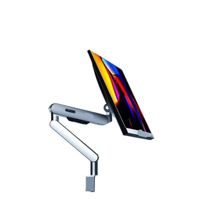 IMMDJUQI Monitor Arm Desk Stand 17" - 34" Weight Up to 19.8 lbs (9 kg) Screen Stand Adjustable 360 Rotation AM400B Monitor(Silver Monitor Arm)