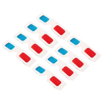 Lurrose 100Pcs 3D Glasses Paper: Red and Cyan Lens White Frame Anaglyph Glasses for Movies Video