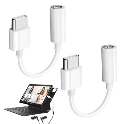 2PCS USB C to 3.5mm Audio Headphone Jack Adapter, Digital to Analog Audio Dongle Compatible with iPhone 16/16 Pro/15/Pro Max/Plus, Samsung Galaxy S24 S23 S22, MacBook, iPad Pro