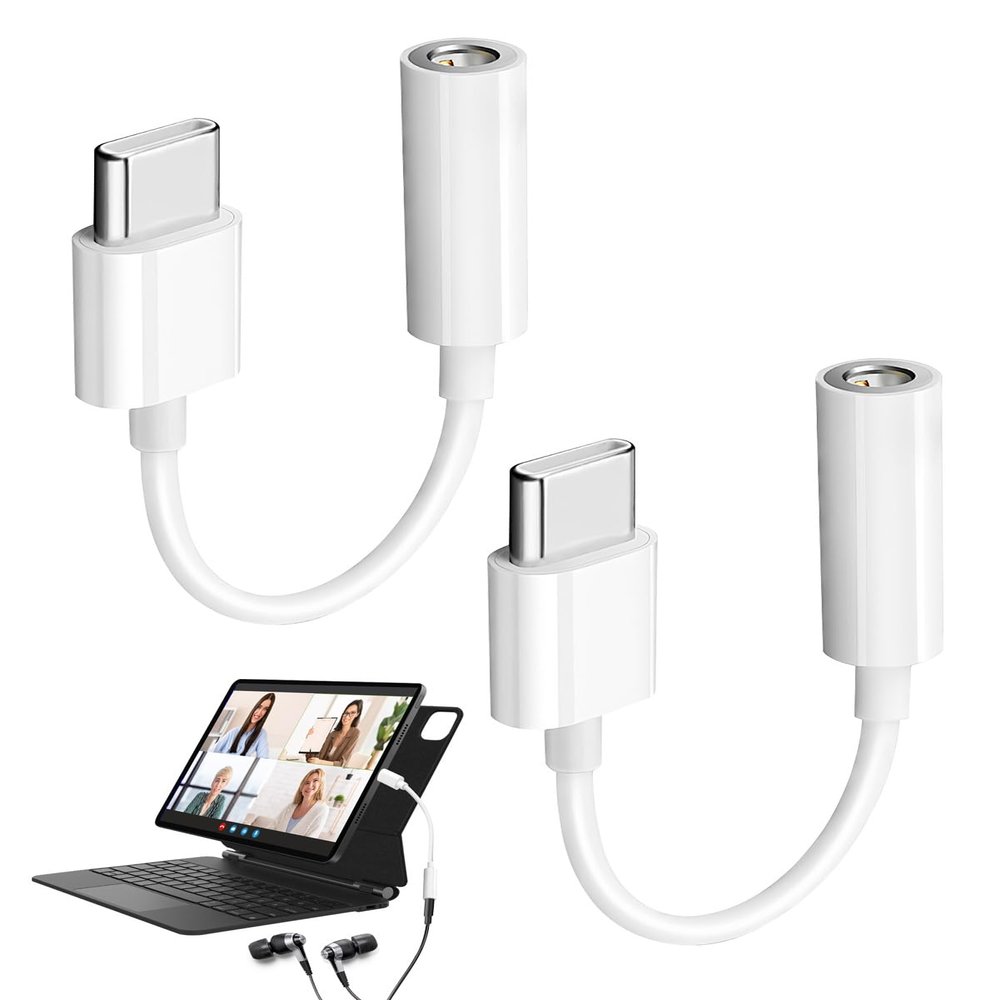 2PCS USB C to 3.5mm Audio Headphone Jack Adapter, Digital to Analog Audio Dongle Compatible with iPhone 16/16 Pro/15/Pro Max/Plus, Samsung Galaxy S24 S23 S22, MacBook, iPad Pro