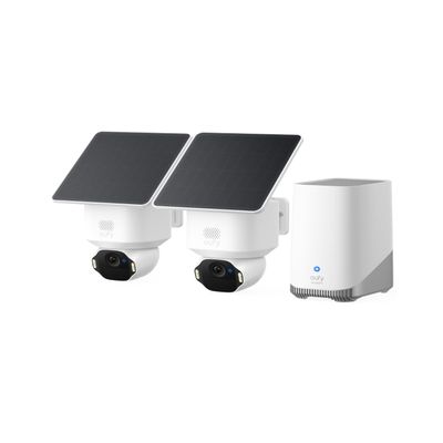 eufy Security SoloCam E42 2-Cam Kit (HomeBase S380), 4K Security Camera Wireless Outdoor, Solar Powered, AI Motion Tracking, Strobe Light, Pan & Tilt, Facial Recognition, Local Storage Up to 16 TB