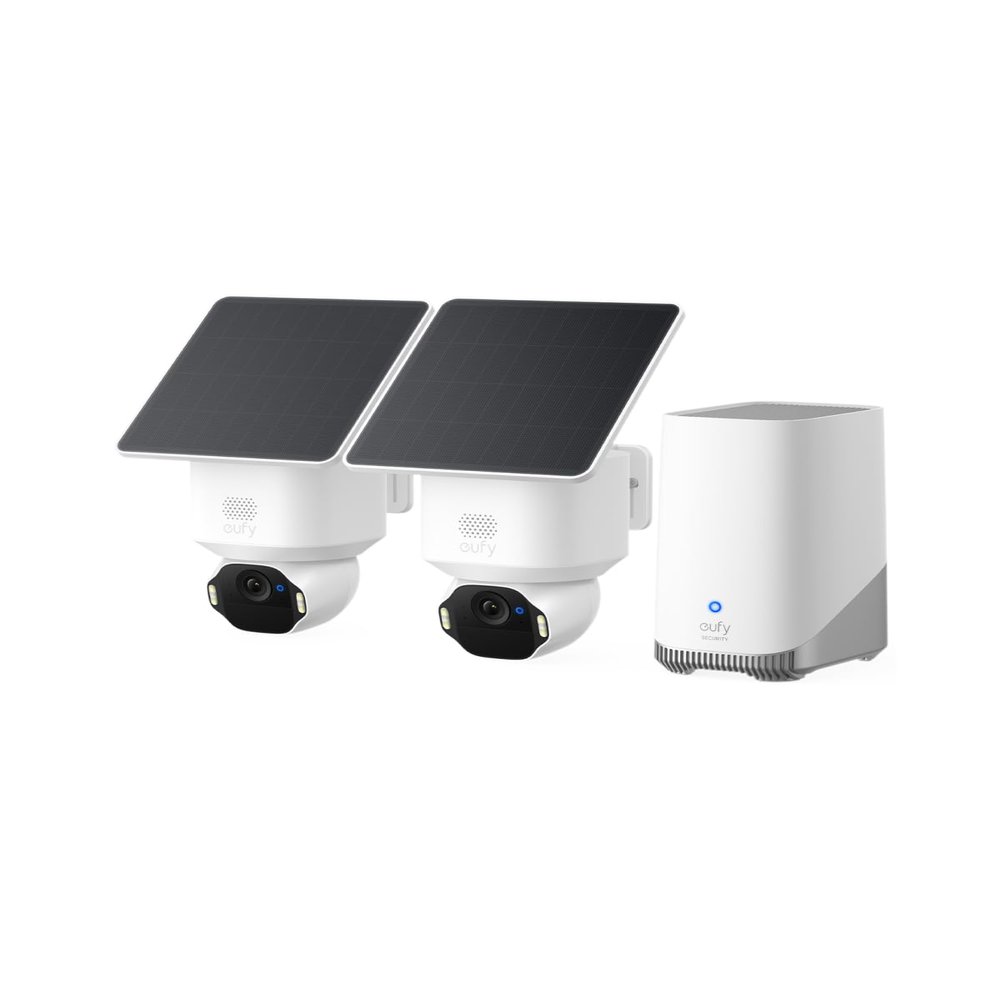 eufy Security SoloCam E42 2-Cam Kit (HomeBase S380), 4K Security Camera Wireless Outdoor, Solar Powered, AI Motion Tracking, Strobe Light, Pan & Tilt, Facial Recognition, Local Storage Up to 16 TB