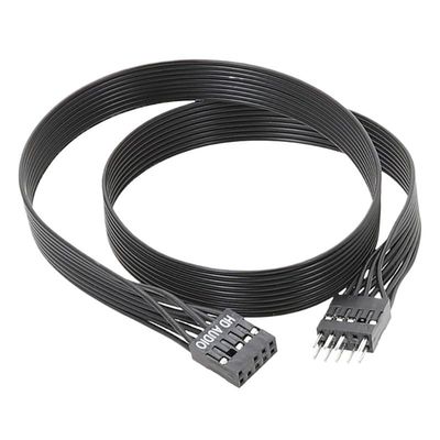 bodateng HD Audio/USB2.0 9pin Header Computer Motherboard Front Extension Cable Male to Female Connection Flat Cable(HDAudio,0.5m)