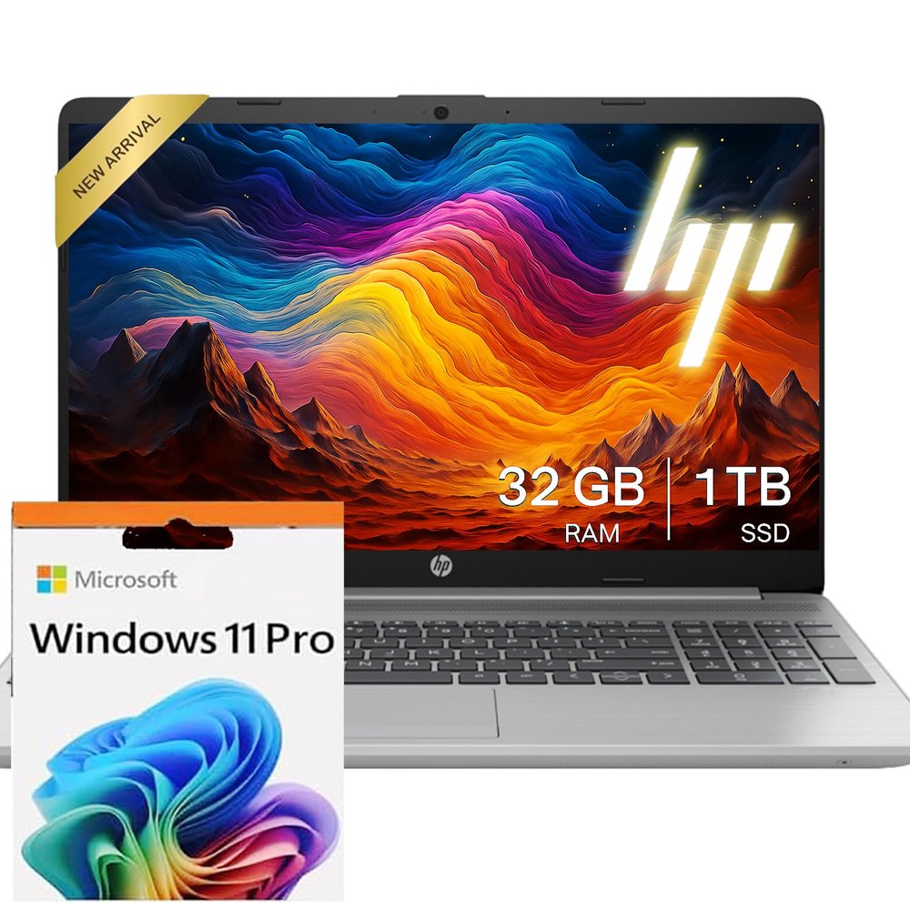 HP 15.6" FHD Display Business Laptop Computer with Microsoft Office Intel 10-Core 13th Intel Core i5-1335U (Beat i7-1255U) CPU 32GB RAM 1TB SSD Ethernet Port Windows 11 Pro w/o Mouse
