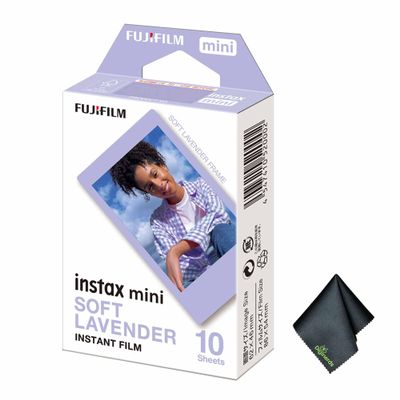 FUJIFILM INSTAX MINI Soft Lavender Instant Film (10 Exposures) + Microfiber Cleaning Cloth