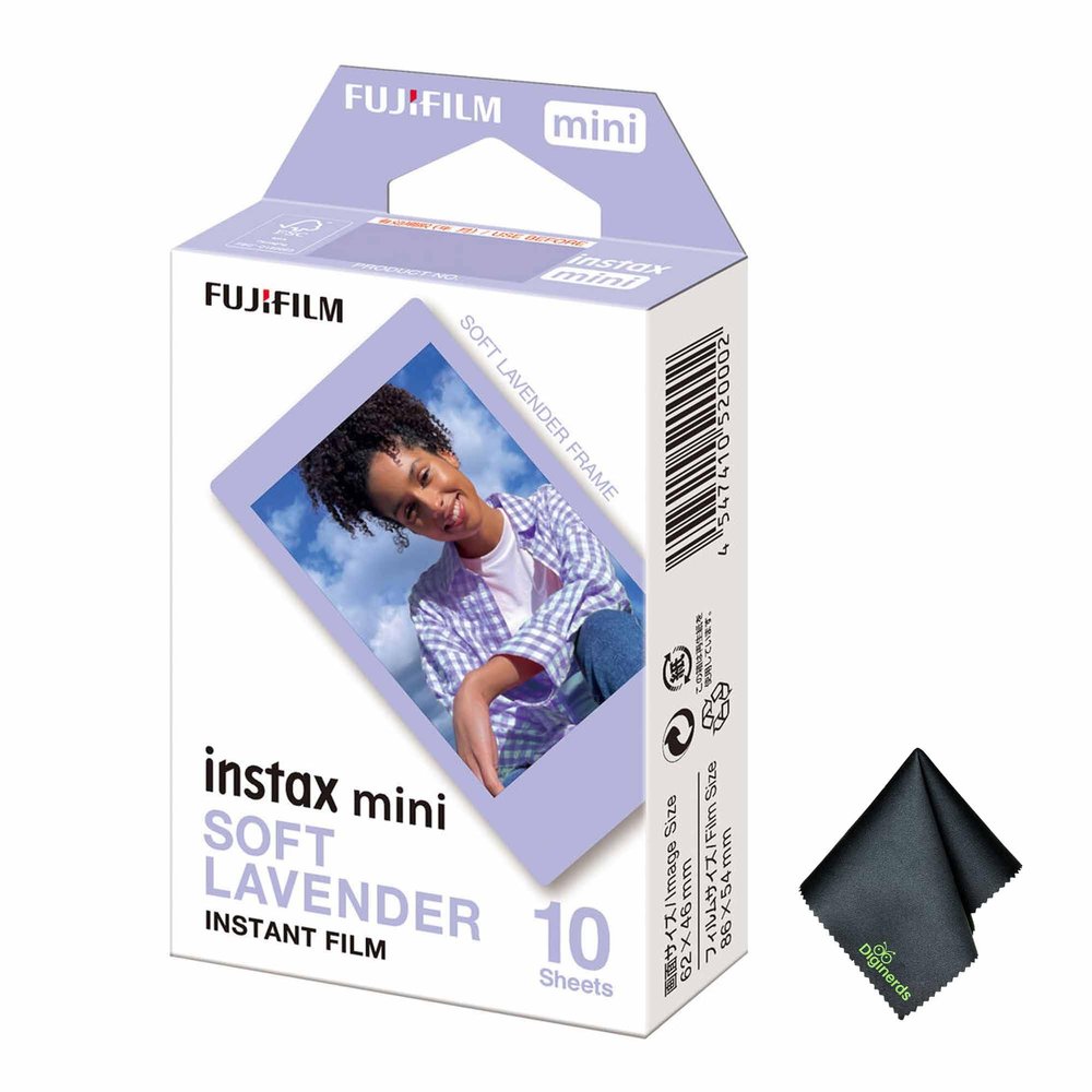 FUJIFILM INSTAX MINI Soft Lavender Instant Film (10 Exposures) + Microfiber Cleaning Cloth