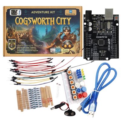Arduino IDE Compatible STEM Learning Kit - Adventure Kit: Cogsworth City  Complete Beginner Coding and Electronics Course  Includes Hero R3 Board, LEDs, Sensors, Breadboard, and Components