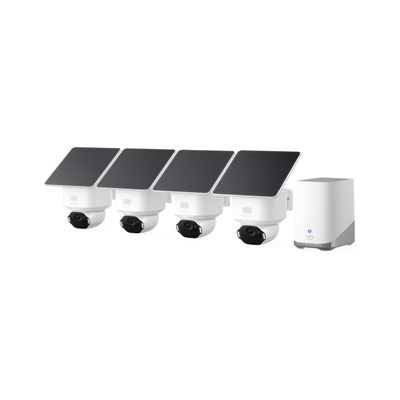 eufy Security SoloCam E42 4-Cam Kit (HomeBase S380), 4K Security Camera Wireless Outdoor, Solar Powered, AI Motion Tracking, Strobe Light, Pan & Tilt, Facial Recognition, Local Storage Up to 16 TB