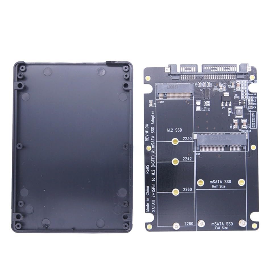 2 in 1 M.2 NGFF B-Key & mSATA SSD To SATA 3.0 Adapter Converter Case Enclosure