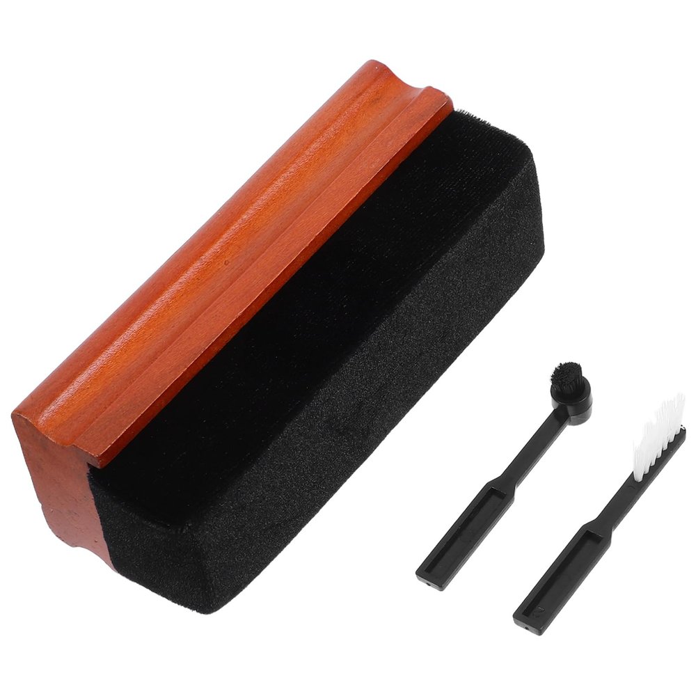 Homoyoyo 1set Record Cleaning Brush Vinyl Record Cleaner Kit Vinyl Anti Static Brush Record Cleaning Kit Vinyl Record Cleaner Brush Kit Vinyl Static Reducer Record Accessories Wooden