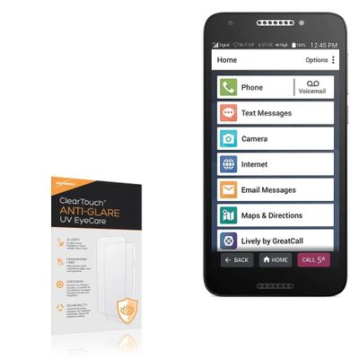 BoxWave Screen Protector Compatible with Jitterbug Smart2 - ClearTouch Anti-Glare Anti-UV EyeCare (2-Pack), Filters Out Harmful Blue Light Reduce Fatigue