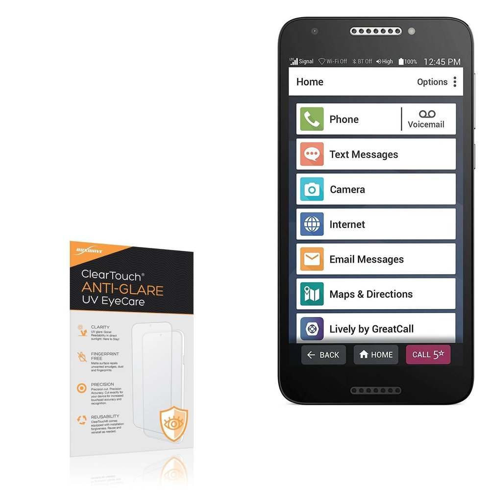 BoxWave Screen Protector Compatible with Jitterbug Smart2 - ClearTouch Anti-Glare Anti-UV EyeCare (2-Pack), Filters Out Harmful Blue Light Reduce Fatigue