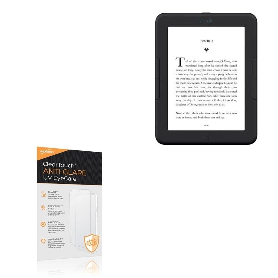 BoxWave Screen Protector Compatible With Barnes & Noble Nook GlowLight 4 - ClearTouch Anti-Glare Anti-UV EyeCare (2-Pack), Filters out Harmful Blue Light Reduce Fatigue