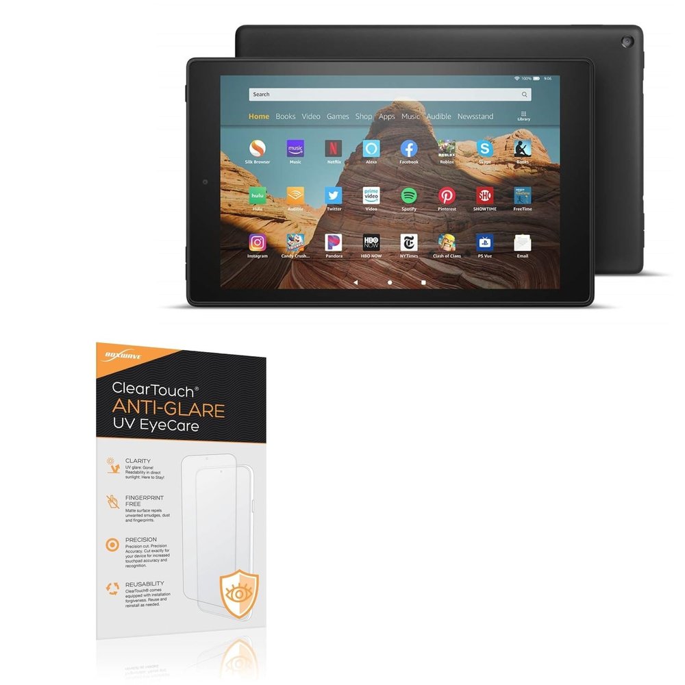 BoxWave Screen Protector Compatible With Amazon Fire HD 10 (9th Gen 2019) - ClearTouch Anti-Glare Anti-UV EyeCare (2-Pack), Filters out Harmful Blue Light Reduce Fatigue