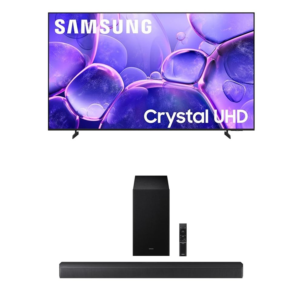 Samsung 65-Inch Class Crystal UHD U8000F 4K Smart TV (2025 Model) Endless Free Content, Crystal Processor 4K B-Series Soundbar HW-B630F 3.1 ch DTS Virtual:X Soundbar (2025 Model)