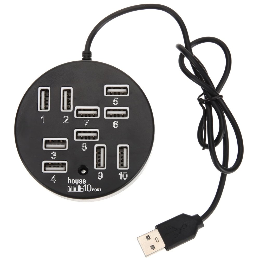 Yardenfun 10-Port USB Hub Adapter for Laptops USB 2.0 Splitter Extension Cable for Easy Data Transfer Compatible and Printers