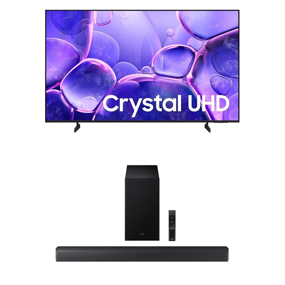 Samsung 58-Inch Class Crystal UHD U8000F 4K Smart TV (2025 Model) Endless Free Content, Crystal Processor 4K B-Series Soundbar HW-B630F 3.1 ch DTS Virtual:X Soundbar (2025 Model)