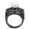 TK2771 - IP Light Black (IP Gun) Stainless Steel Ring with Synthetic Pearl in White, Size 9 view 3