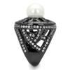 TK2771 - IP Light Black (IP Gun) Stainless Steel Ring with Synthetic Pearl in White, Size 9 view 4