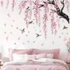 Large Pink Flower Wall Stickers, 47"x71" Removable DIY Romantic Cherry Blossom Tree Wall Murals Peel and Stick 3D Wall Art Stickers Home Decor for Gilrs Bedroom Nursery Rooms Living Room view 3