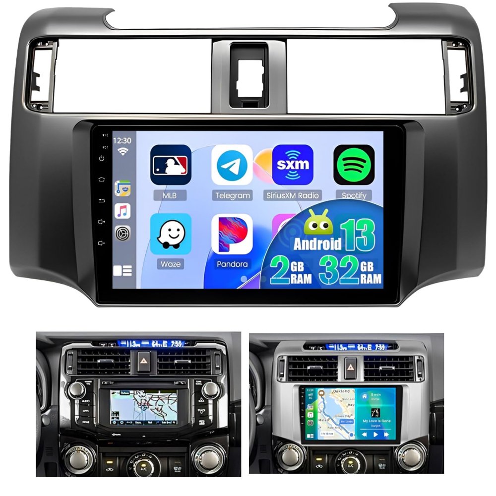 Android 13 Car Radio for Toyota 4Runner 2009-2019 with Wireless Carplay Android Auto, 9 Inch Touch Screen Car Stereo Bluetooth WiFi GPS FM Radio SWC Backup Cam 2+32G